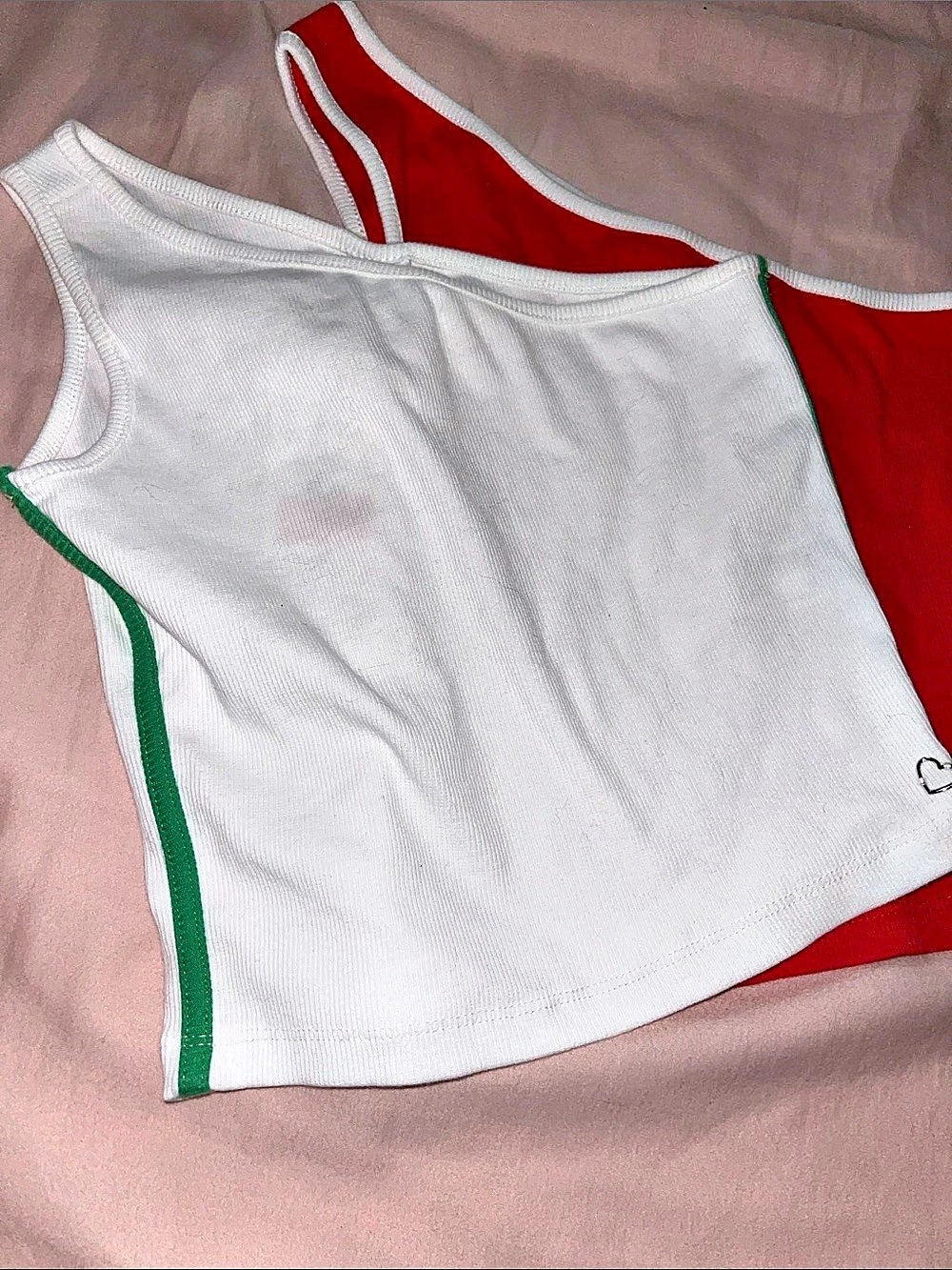 Zara STR W1225 Color Block Tank Top in Red & White Size Small NWT